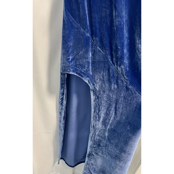 For Love & Lemons | NWT Nadine Velvet Side Slit Maxi Strappy Blue Dress - XS - Picture 3 of 11